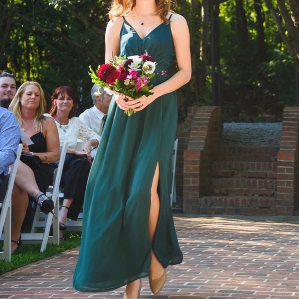 Vera Wang Forrest Green Bridesmaid dress